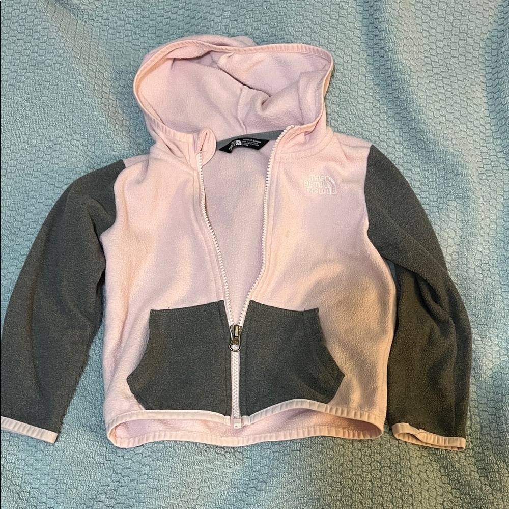 The North Face Kids' Pink and Gray Zip-Up Hoodie